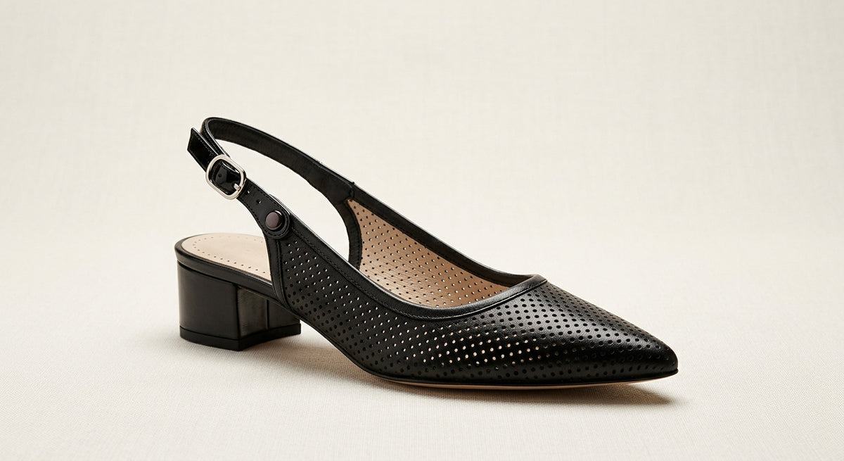 MOLO melnas perforētas slingback kurpes